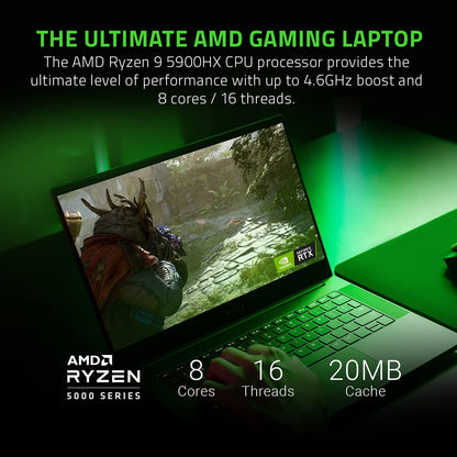 Razer Blade 14 Gaming Laptop: AMD Ryzen 9 5900HX 8 Core - CNC Aluminum - Chroma RGB - THX Spatial Audio - Vapor Chamber Cooling - Store For Gamers