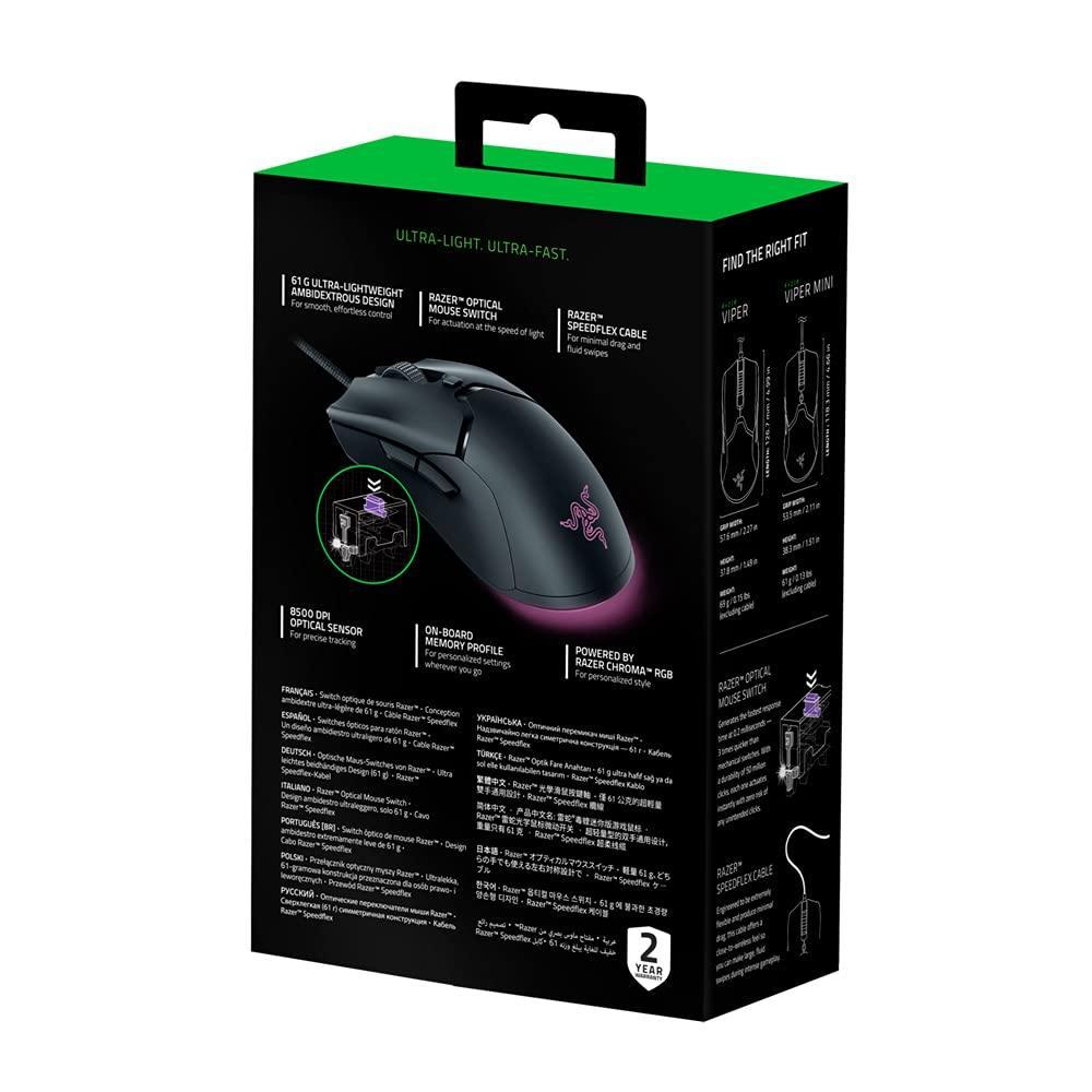 Razer Viper Mini Wired USB Gaming Mouse | 6 Programmable Buttons | 8500 DPI Optical Sensor with Razer Chroma RGB (Black) - RZ01-03250100-R3M1 - Store For Gamers