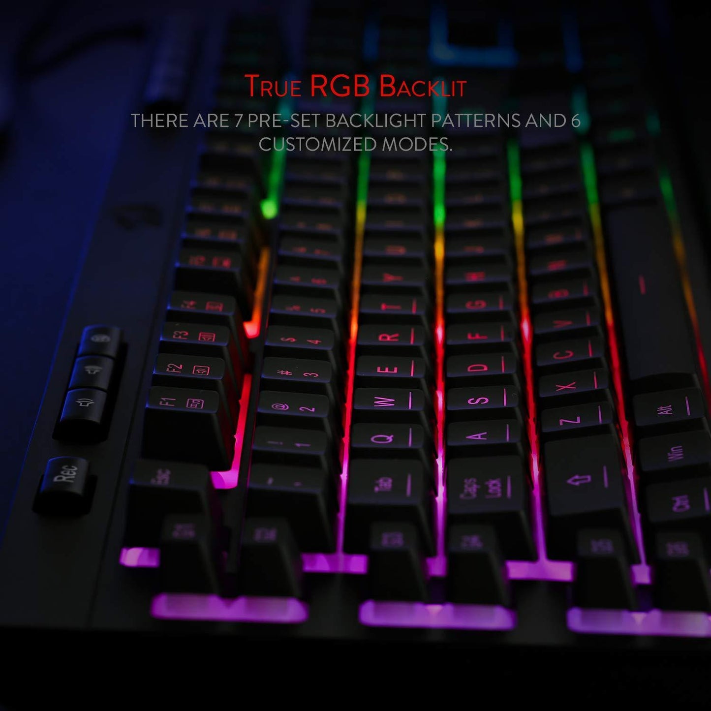 Redragon K512 USB Shiva RGB Backlit Membrane Gaming Keyboard with Multimedia Keys, Quiet Mechanical Feeling - Black - Store For Gamers