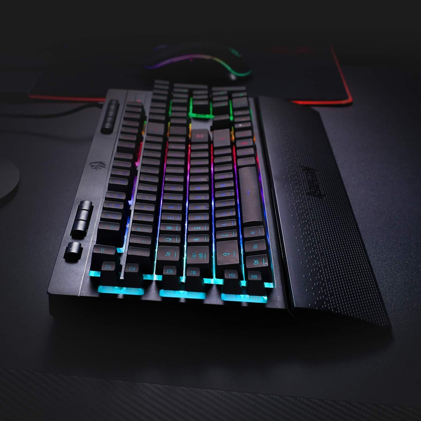 Redragon K512 USB Shiva RGB Backlit Membrane Gaming Keyboard with Multimedia Keys, Quiet Mechanical Feeling - Black - Store For Gamers