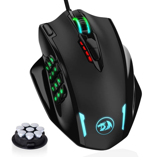 Redragon Store Impact RGB LED MMO Mouse with Side Buttons Laser Wired Gaming Mouse with 12, 400 DPI, High Precision, 18 Programmable Mouse Buttons - Store For Gamers
