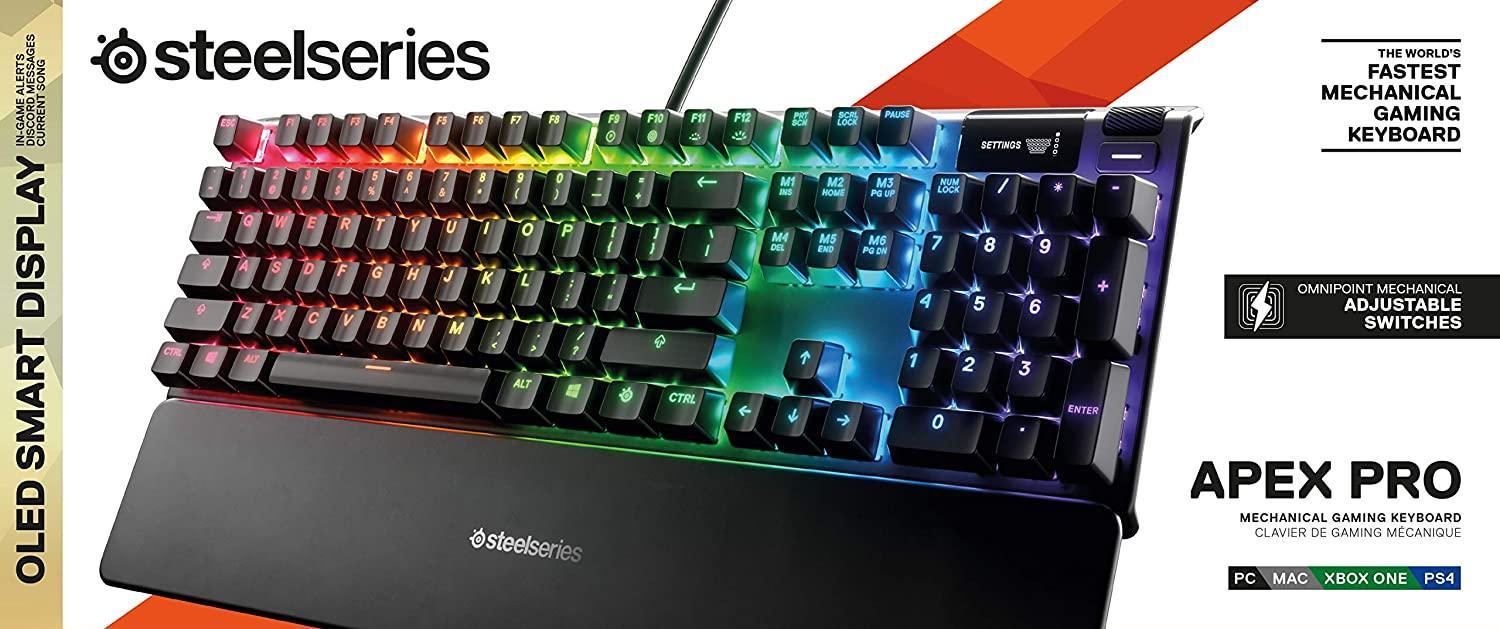 SteelSeries Apex Pro Mechanical Gaming Keyboard – Adjustable Actuation Switches – World’s Fastest Mechanical Keyboard – RGB Backlit - Store For Gamers