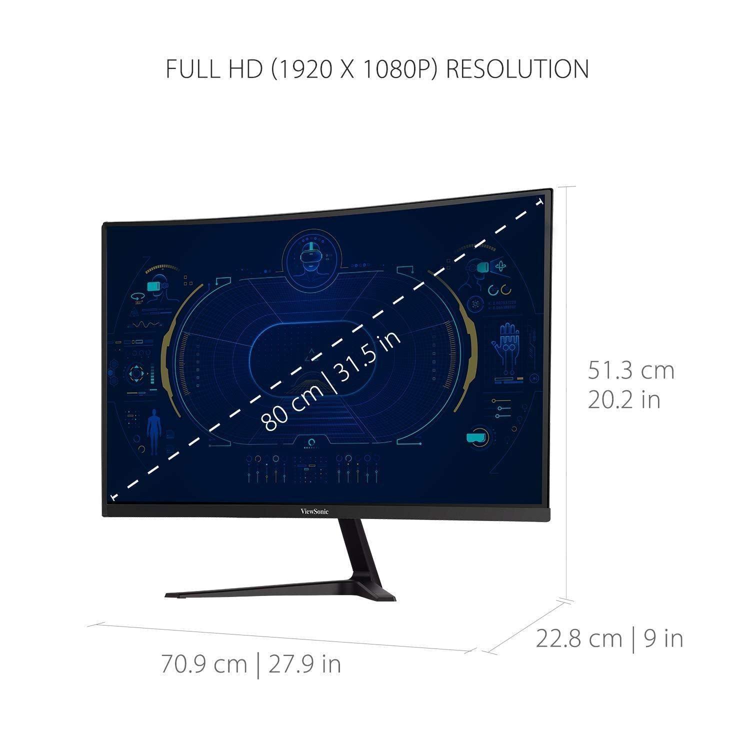 ViewSonic Omni Curved Gaming Monitor VX3218-PC-MHD 81.28 cm (32") VA Panel Full HD (1080), 300 nits, 165Hz - Store For Gamers