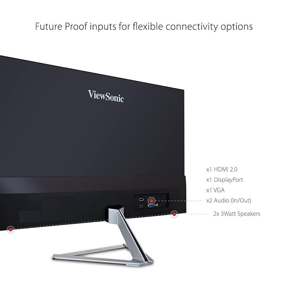ViewSonic VX2476-Smhd 24 inch Full HD IPS Panel, Frameless Gaming Monitor, HDMI, DisplayPort & VGA, Refresh Rate 75Hz - Store For Gamers