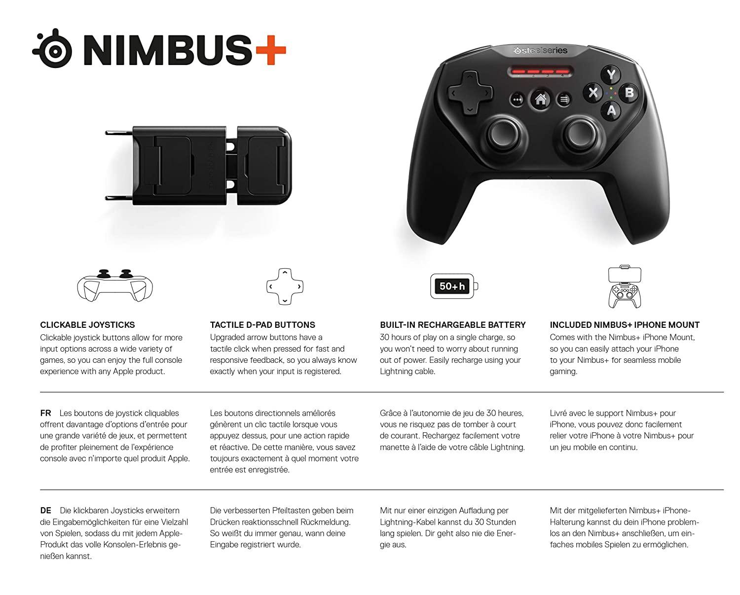 SteelSeries Nimbus+ Bluetooth Mobile GamePad with iPhone Mount, Apple Licensed, Made for iOS, iPadOS - Store For Gamers